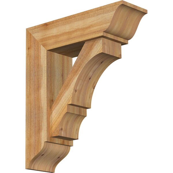Ekena Millwork Balboa Traditional Rough Sawn Bracket w/ Offset Brace, Western Red Cedar, 8"W x 26"D x 30"H BKT0806X26X30BOA01RWR - main